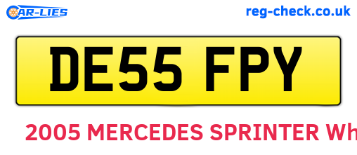 DE55FPY are the vehicle registration plates.