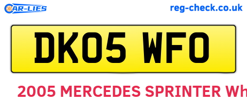DK05WFO are the vehicle registration plates.