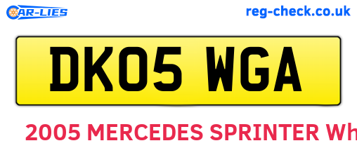 DK05WGA are the vehicle registration plates.