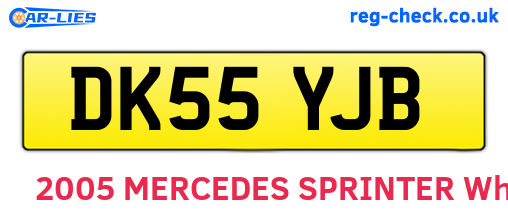 DK55YJB are the vehicle registration plates.