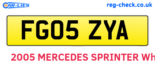 FG05ZYA are the vehicle registration plates.