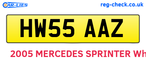 HW55AAZ are the vehicle registration plates.