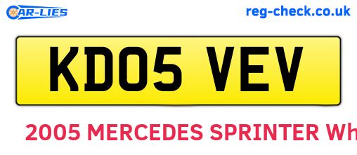 KD05VEV are the vehicle registration plates.