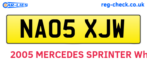 NA05XJW are the vehicle registration plates.