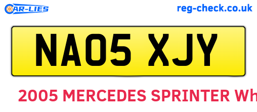 NA05XJY are the vehicle registration plates.