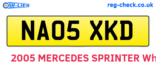 NA05XKD are the vehicle registration plates.