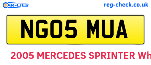 NG05MUA are the vehicle registration plates.