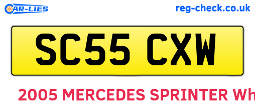 SC55CXW are the vehicle registration plates.