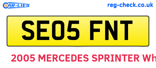 SE05FNT are the vehicle registration plates.