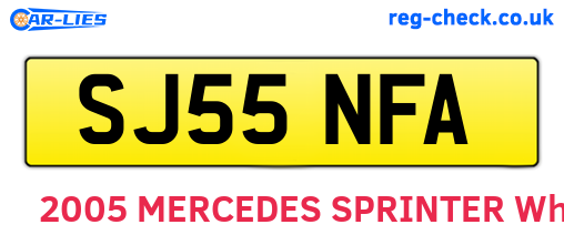 SJ55NFA are the vehicle registration plates.