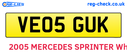 VE05GUK are the vehicle registration plates.