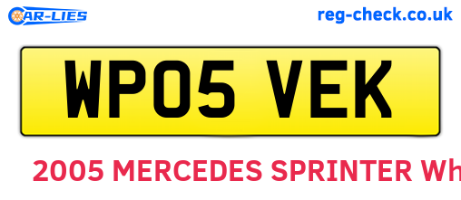 WP05VEK are the vehicle registration plates.