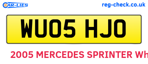 WU05HJO are the vehicle registration plates.