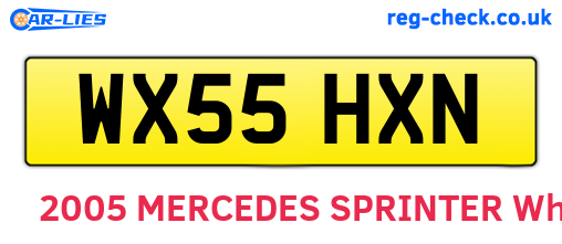 WX55HXN are the vehicle registration plates.