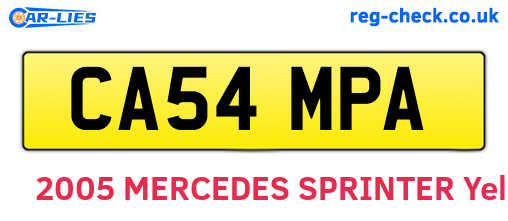 CA54MPA are the vehicle registration plates.