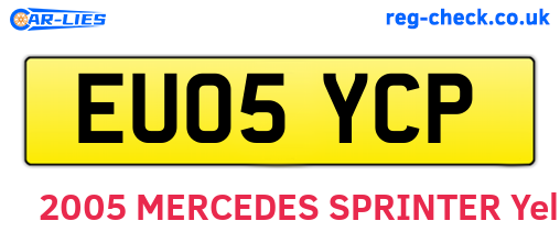 EU05YCP are the vehicle registration plates.