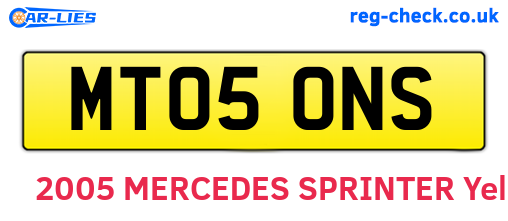 MT05ONS are the vehicle registration plates.
