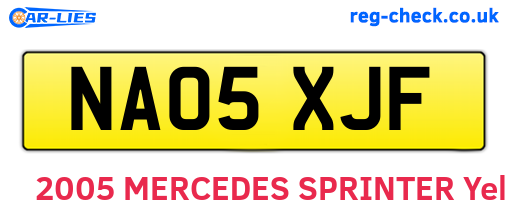 NA05XJF are the vehicle registration plates.