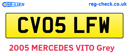 CV05LFW are the vehicle registration plates.