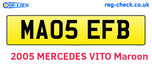 MA05EFB are the vehicle registration plates.