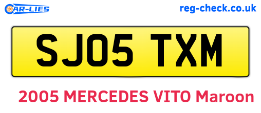 SJ05TXM are the vehicle registration plates.
