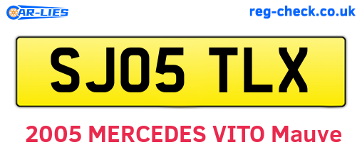 SJ05TLX are the vehicle registration plates.