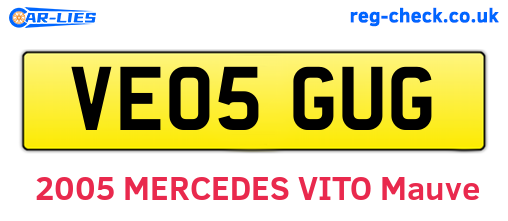VE05GUG are the vehicle registration plates.