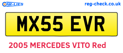 MX55EVR are the vehicle registration plates.