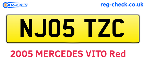 NJ05TZC are the vehicle registration plates.