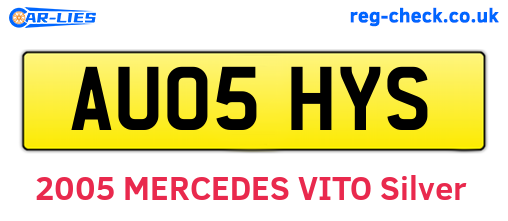 AU05HYS are the vehicle registration plates.