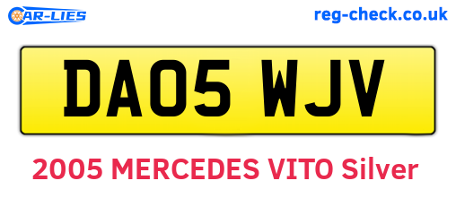 DA05WJV are the vehicle registration plates.