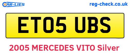 ET05UBS are the vehicle registration plates.
