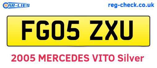 FG05ZXU are the vehicle registration plates.