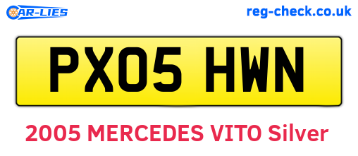 PX05HWN are the vehicle registration plates.