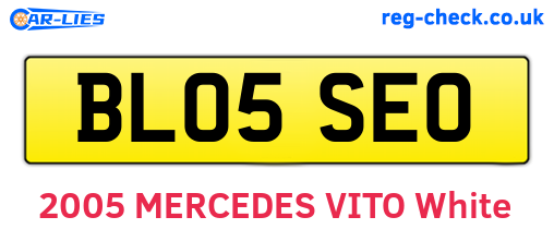 BL05SEO are the vehicle registration plates.