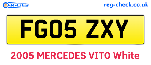 FG05ZXY are the vehicle registration plates.