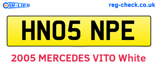 HN05NPE are the vehicle registration plates.