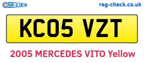 KC05VZT are the vehicle registration plates.