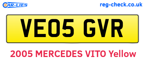 VE05GVR are the vehicle registration plates.