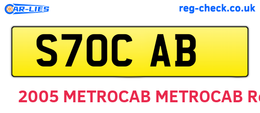 S70CAB are the vehicle registration plates.