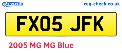 FX05JFK are the vehicle registration plates.