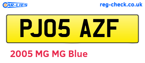 PJ05AZF are the vehicle registration plates.