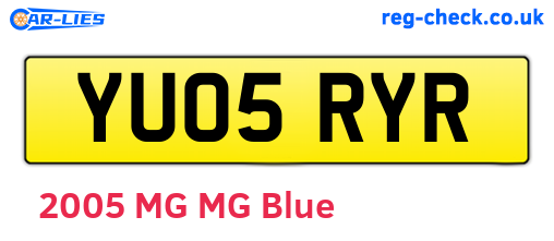 YU05RYR are the vehicle registration plates.
