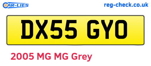 DX55GYO are the vehicle registration plates.