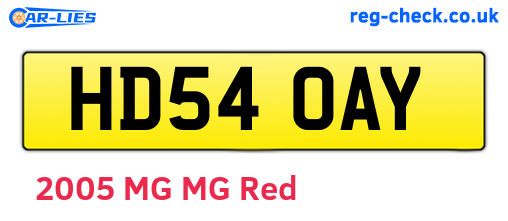 HD54OAY are the vehicle registration plates.