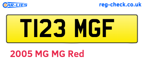 T123MGF are the vehicle registration plates.