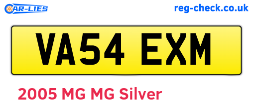 VA54EXM are the vehicle registration plates.