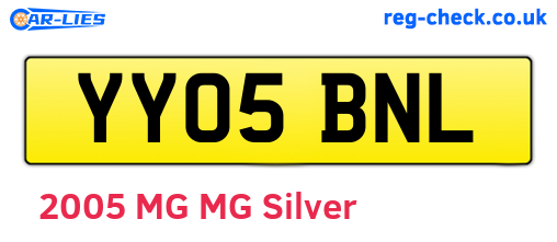 YY05BNL are the vehicle registration plates.