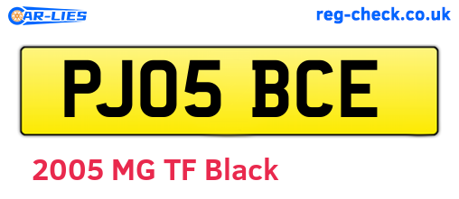 PJ05BCE are the vehicle registration plates.