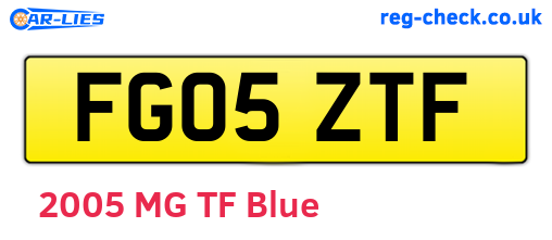 FG05ZTF are the vehicle registration plates.